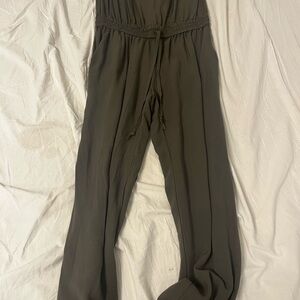 Women's Olive Green Drawstring Jumpsuit